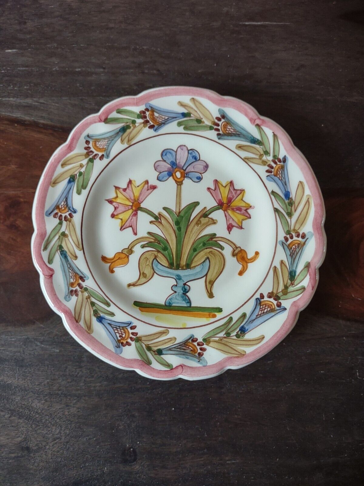 Vintage Traditional Chios Greek Art Ceramic Plate Floral Wall Hangings Signed 