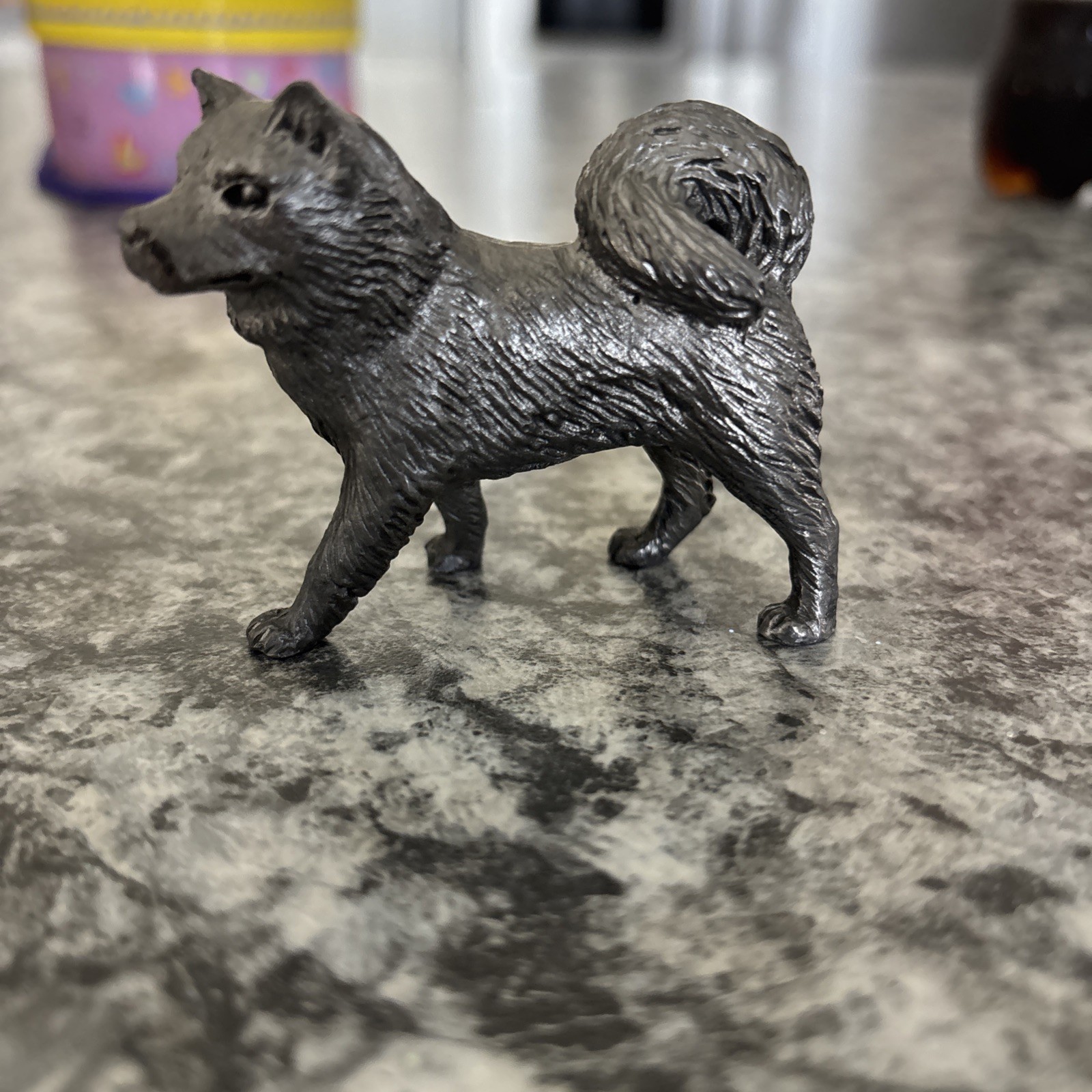 VINTAGE PEWTER DOG FIGURINE Solid