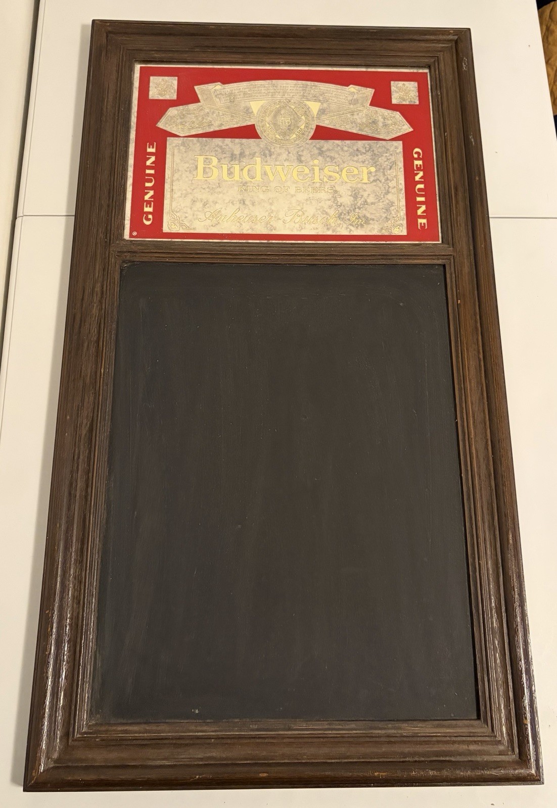 1984 Budweiser Framed Mirror Chalkboard Advertising Board Sign Beeco Mfg Chicago
