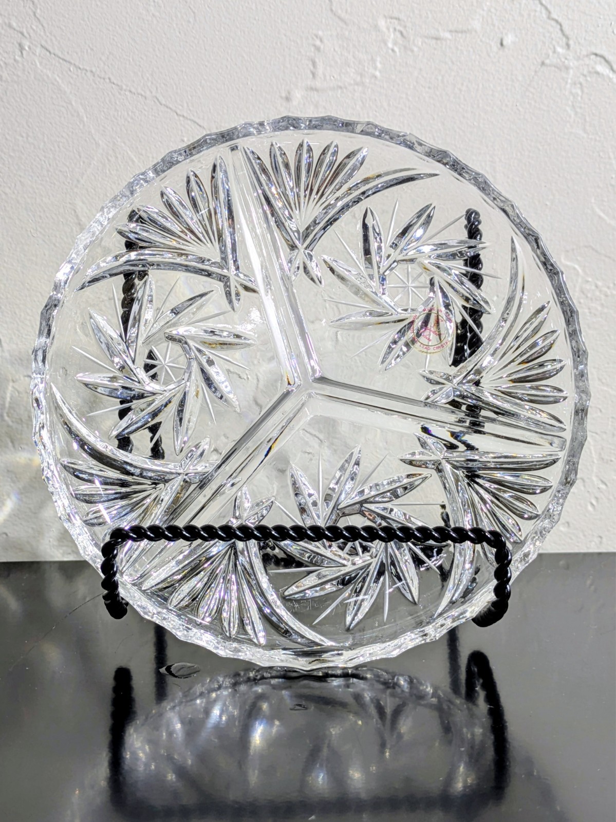 Crystal Clear Industries 3-Section Divided Relish Dish mfd. Germany