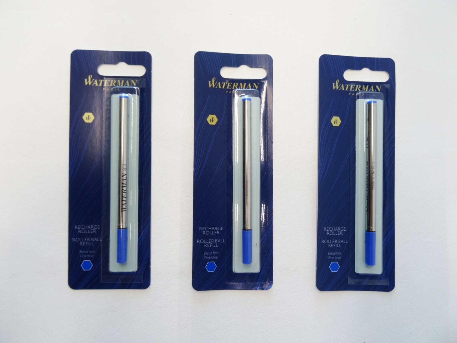 3 X Waterman Blue Fine Rollerball Refills - Sealed - New 3 X Waterman Blue Fine Rollerball Refills - Sealed - New