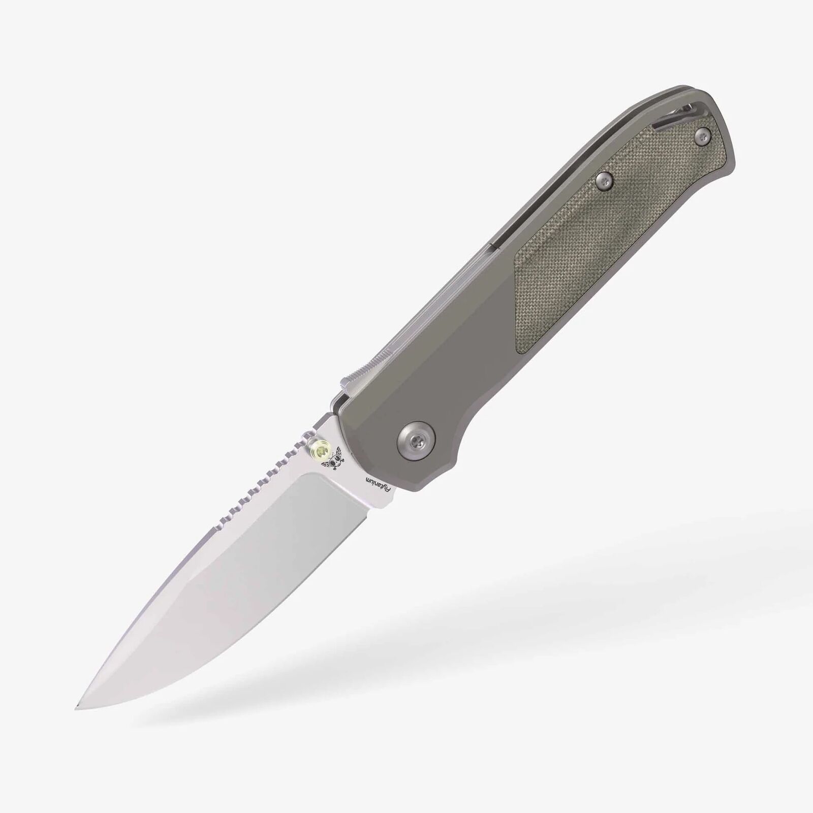 Flytanium Arcade Folding Knife Gunmetal Micarta Handle S35VN Drop Point FLY-1255