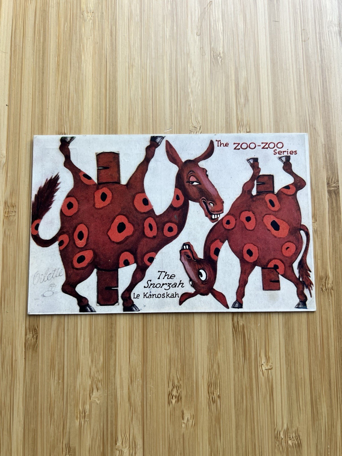 Raphael Tuck The Zoo-Zoo Series The Snorzah Le Kanoskah Cut-Out Postcard