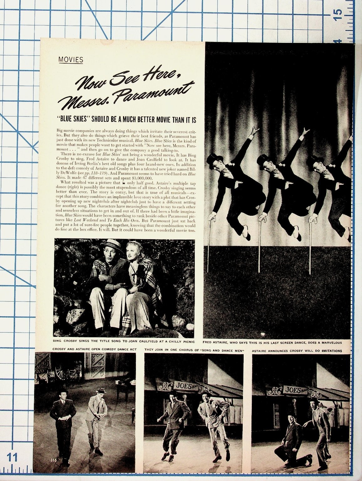 1946 Blue Skies Movie Review Fred Astaire Bing Crosby Heublein's Print Ad