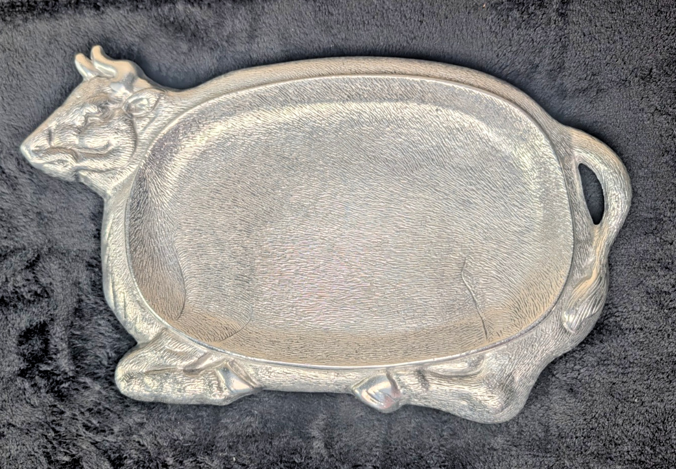 Vtg 1977 Cow Heifer Steer Serving Tray Arthur Court Aluminum Taiwan Label Feet