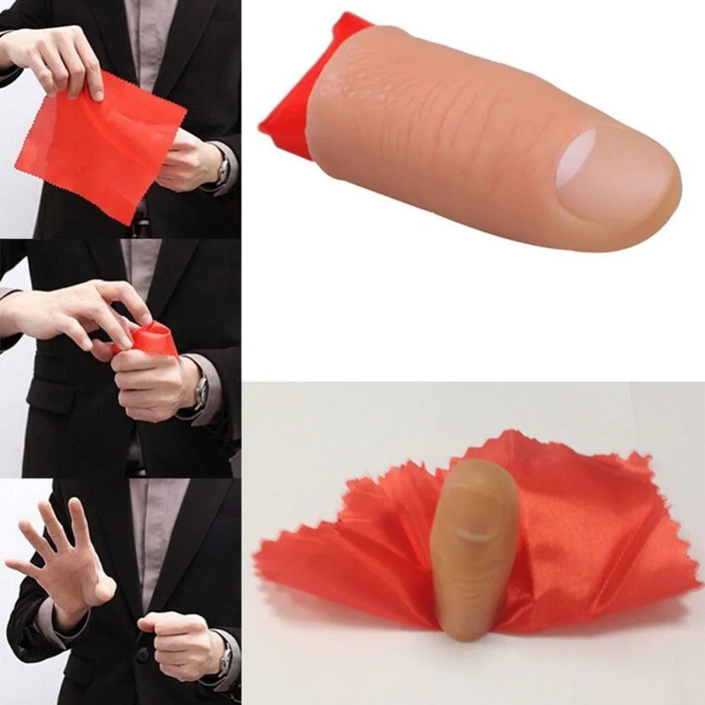Magic Thumb Tip w/ Red Silk Vanish Appearing Trick Prop
