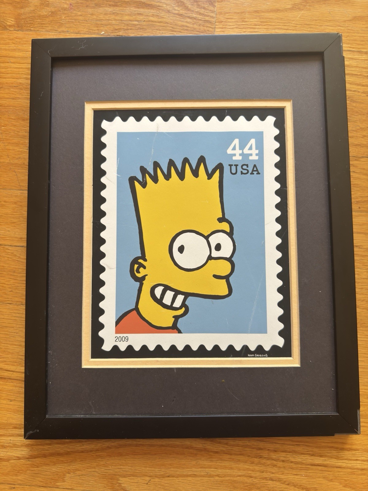 Vintage Simpsons 2009 Stamp Framed Art Bart In The Picture Of 2009 Groening