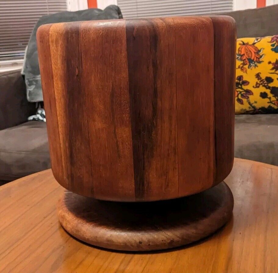 RaRe MID-CENTURY MODERN GUMP'S WOODEN CHAMPAGNE ICE BUCKET Made in AUSTRIA MCM