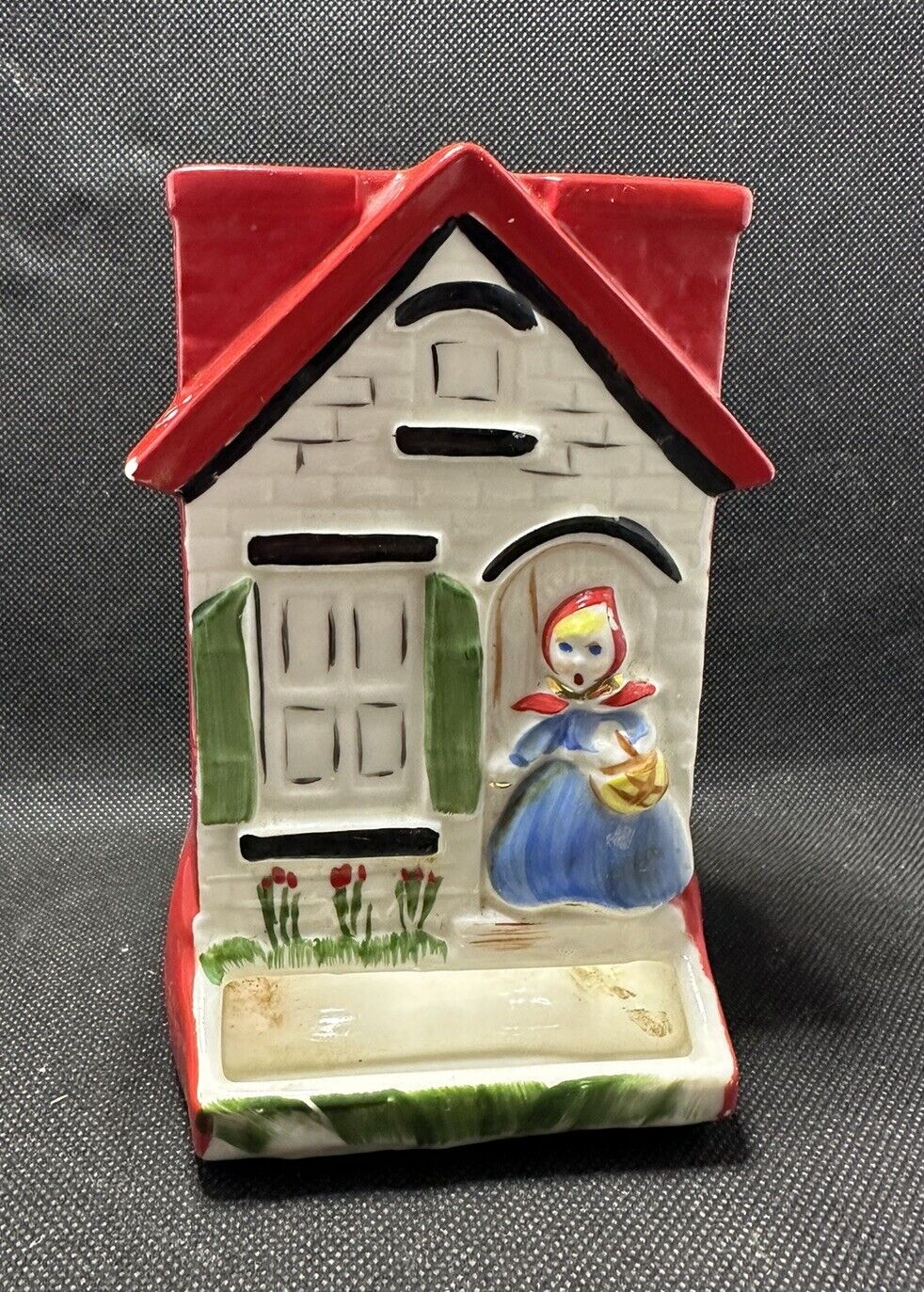 Vintage Hull Little Red Riding Hood Hanging Wall Pocket Match Holder 1940's
