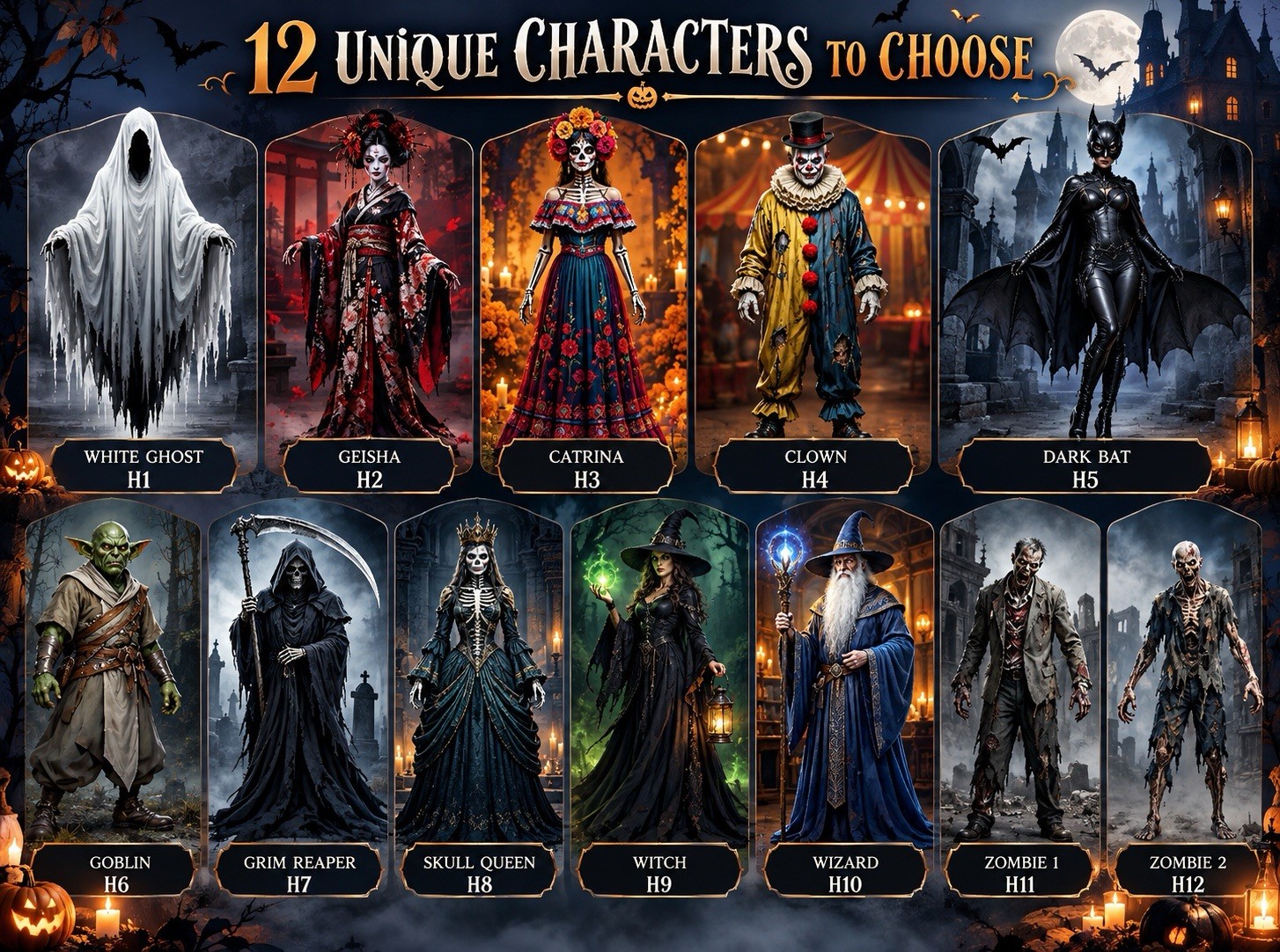 Halloween Custom Standees 6ft-  12 Varrious Characters Choices (Dm Us) # & Pic