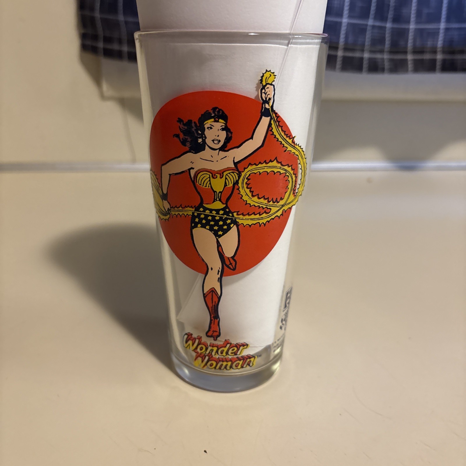 SCARCE NICE VINTAGE ACL 1976 PEPSI SUPER DC COMICS WONDER WOMAN DRINKING GLASS SCARCE NICE VINTAGE ACL 1976 PEPSI SUPER DC COMICS WONDER WOMAN DRINKING GLASS