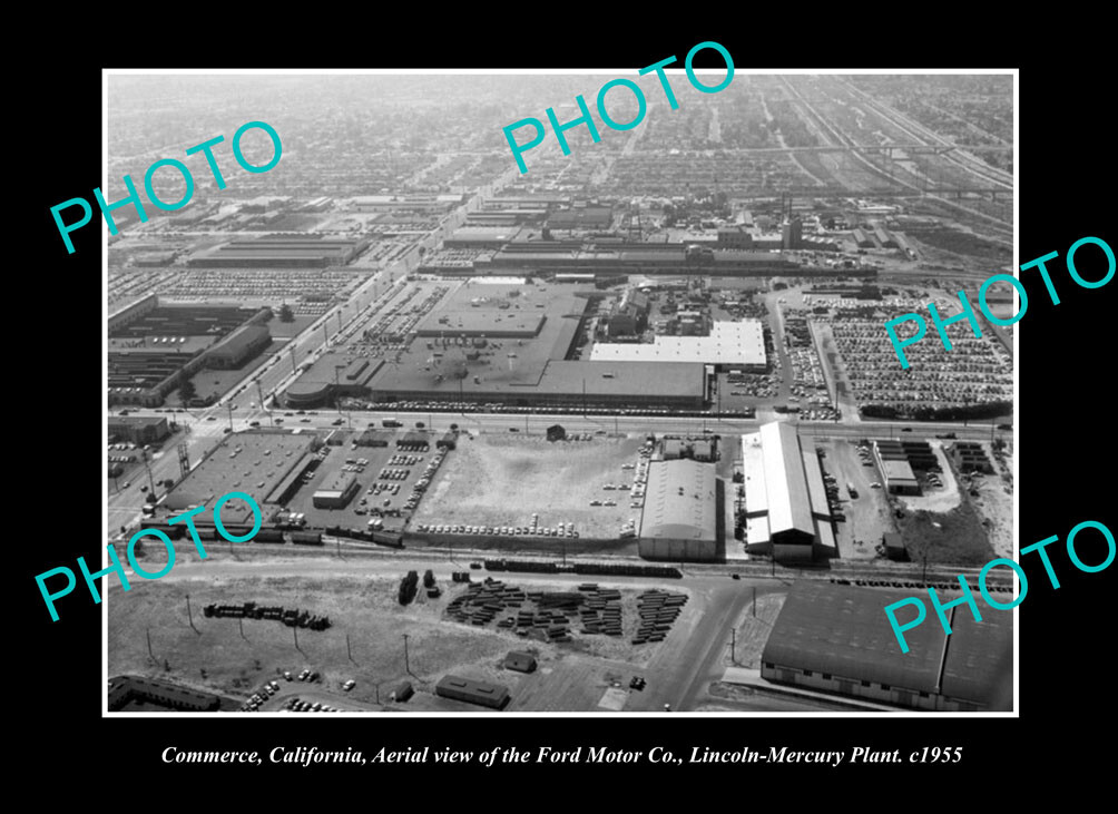 OLD LARGE HISTORIC PHOTO COMMERCE CALIFORNIA THE FORD LINCOLN MOTOR Co c1955 1