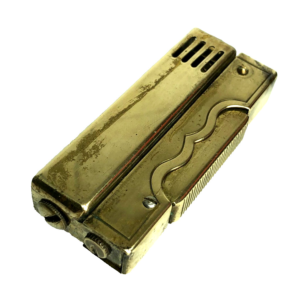 Vintage 1930s 1940s Art Deco Squeeze Lighter Petrol Brass Working All Original