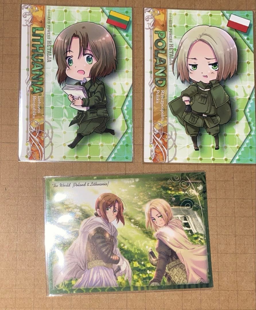 Hetalia Character Card Set 3pcs Lithuania Poland Anime Collectible