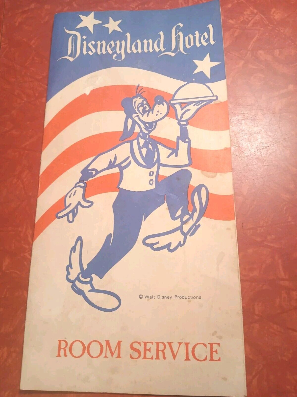 Vintage 1970's Disneyland Hotel Room Service Menu Goofy Souvenir