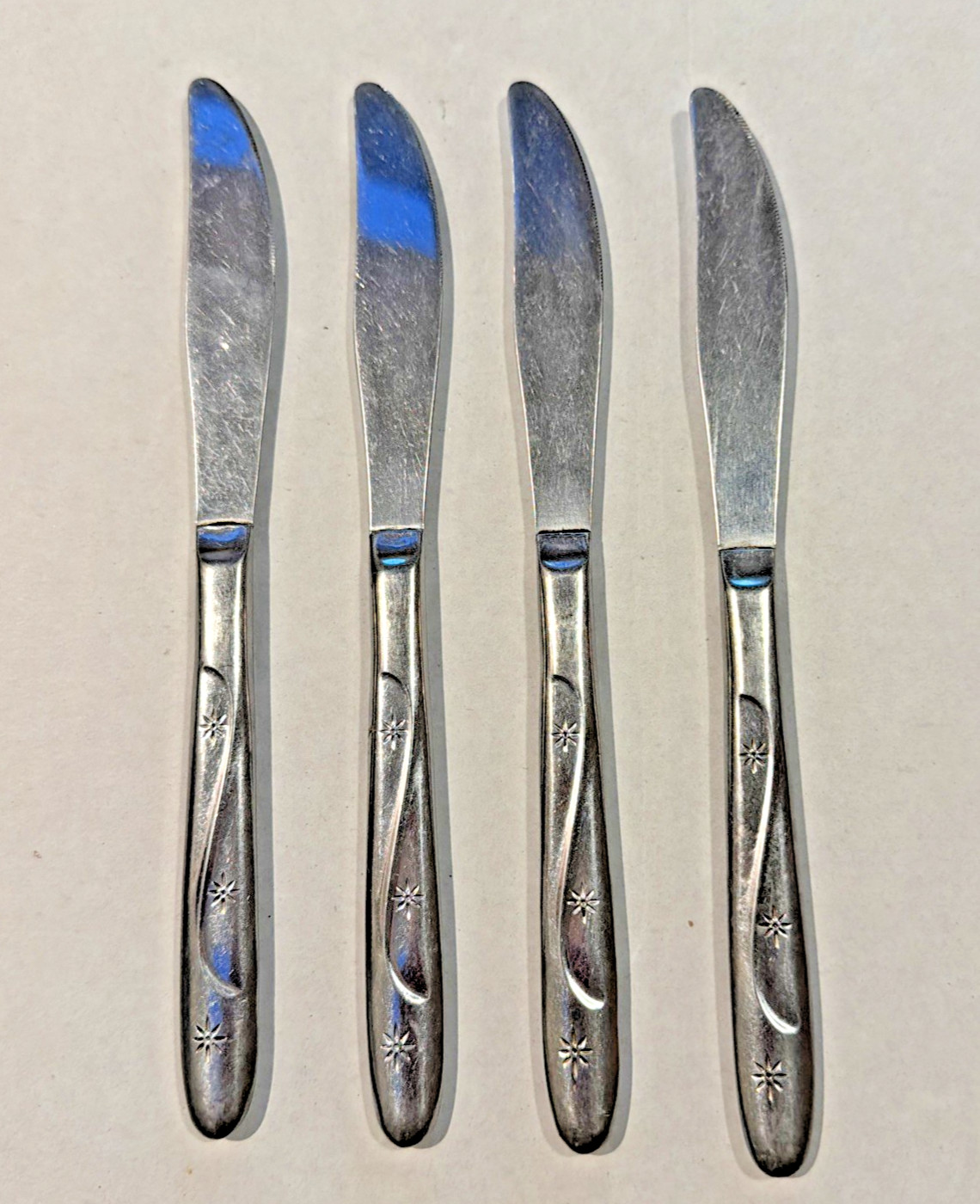 VTG Mid Century 1950s Lot 4 Americana Atomic 3 star Starburst Dinner Knives