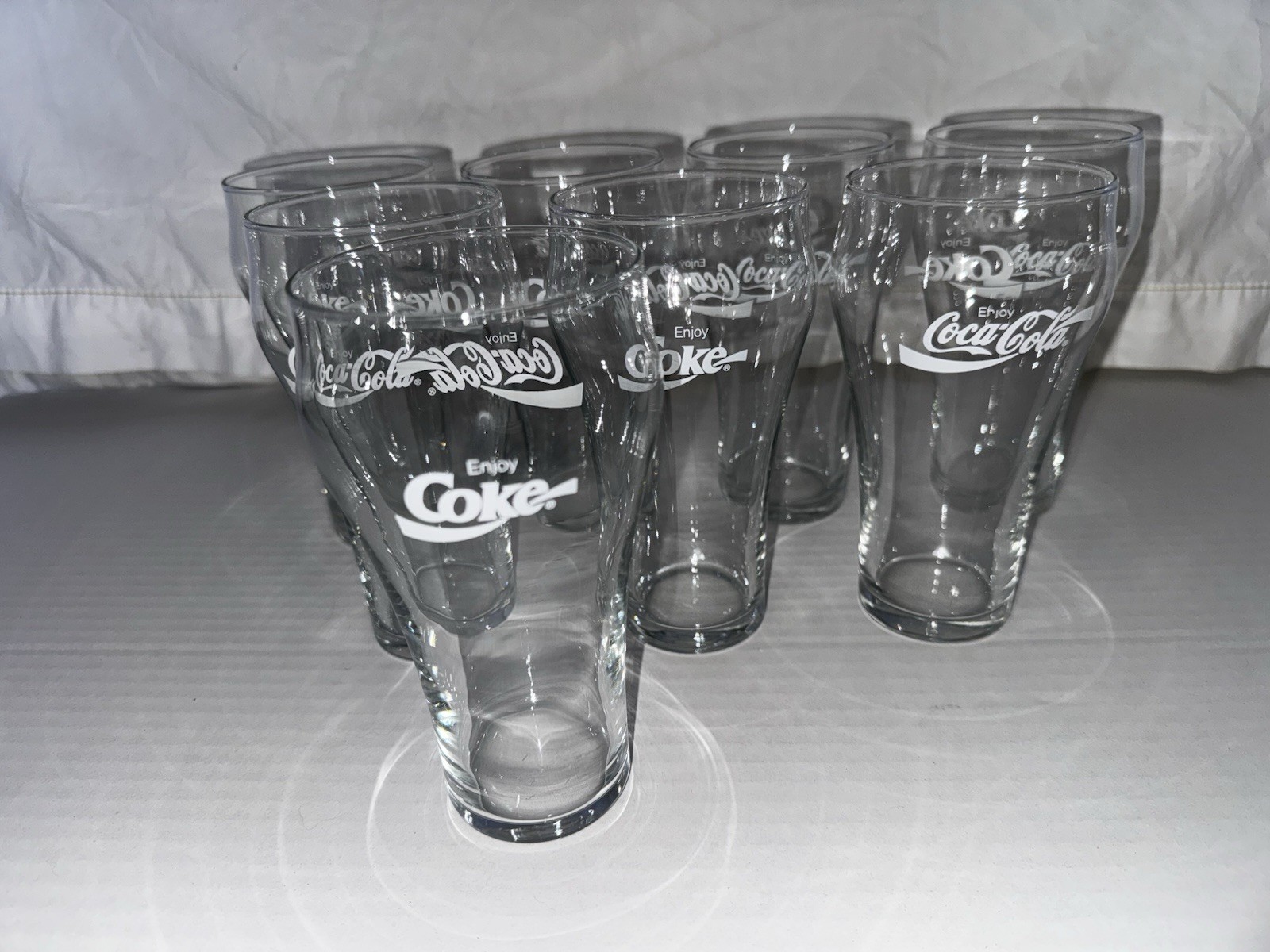 Set Of 8 Vtg Clear Coca-Cola \