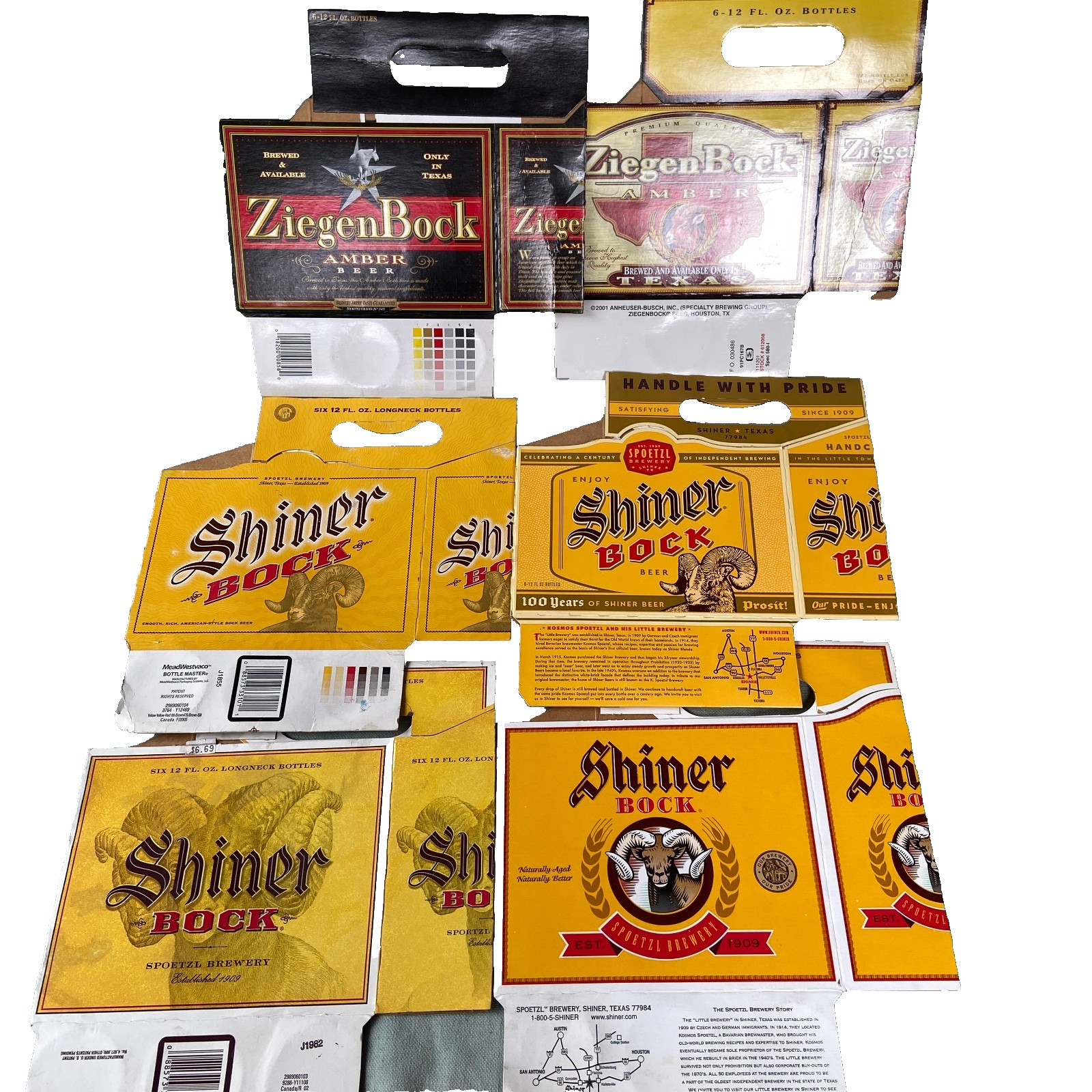 Shiner Beer Lot 6 Pack Carton Case 4 Different Bock ZiegenBock Budweiser Brewery