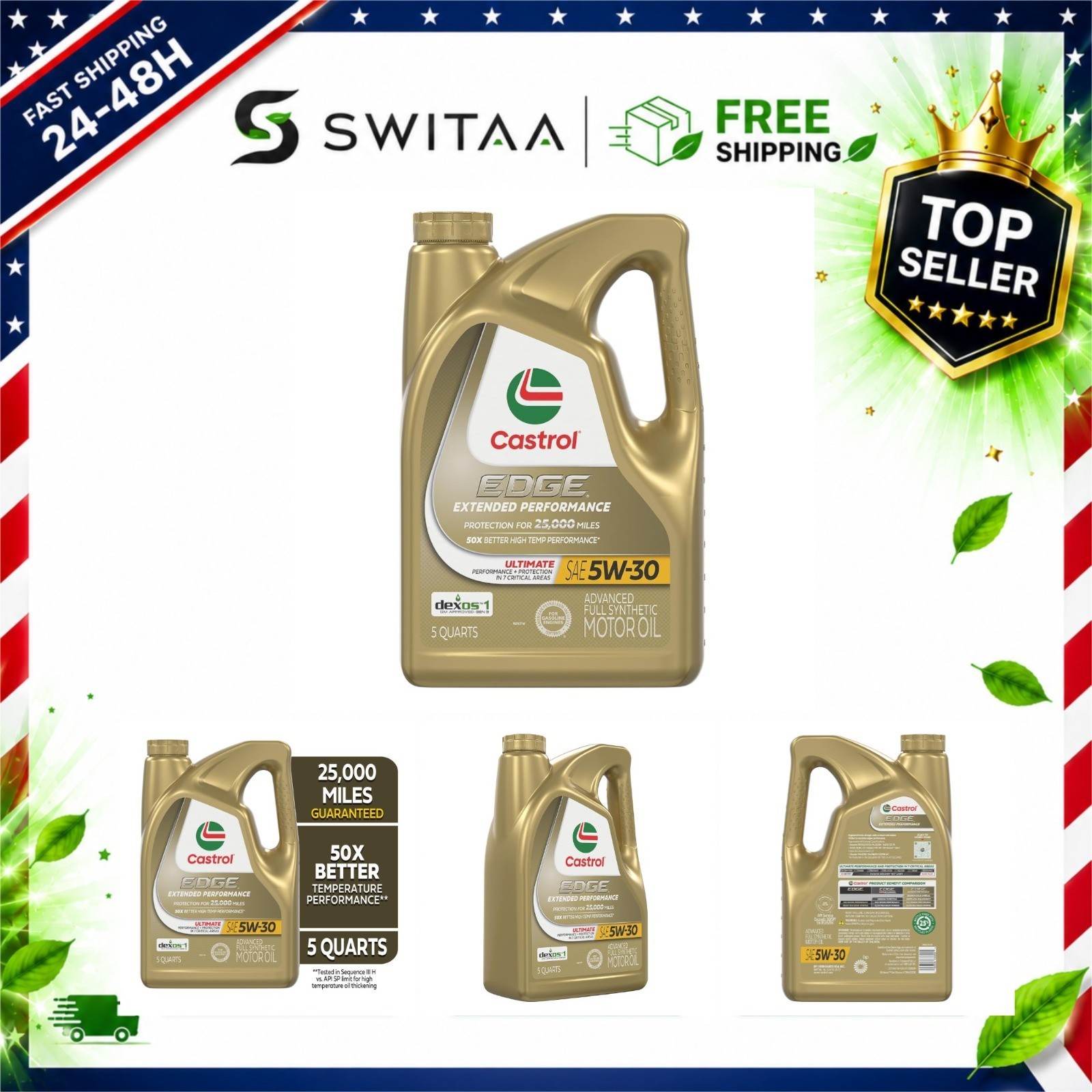 Castrol EDGE Extended Performance 5W-30 Full Synthetic Motor Oil 5 Qt Castrol EDGE Extended Performance 5W-30 Full Synthetic Motor Oil 5 Qt