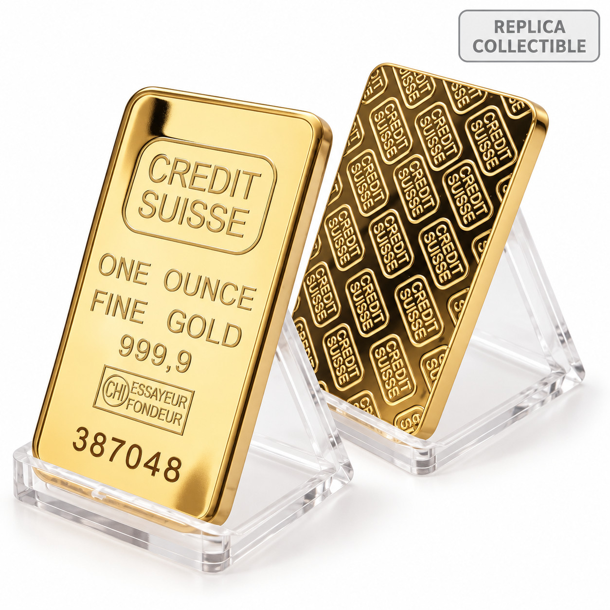 24K Gold Plated Replica Bullion Bar Swiss Style Collectible