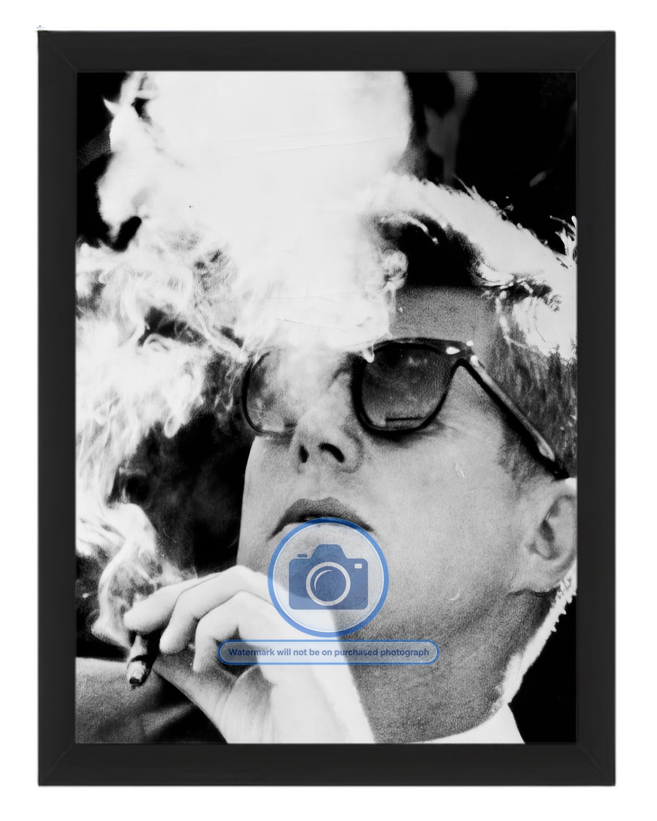 PRESIDENT JOHN F. KENNEDY JFK SMOKING CIGAR 8X10 FRAMED PHOTO REPRINT