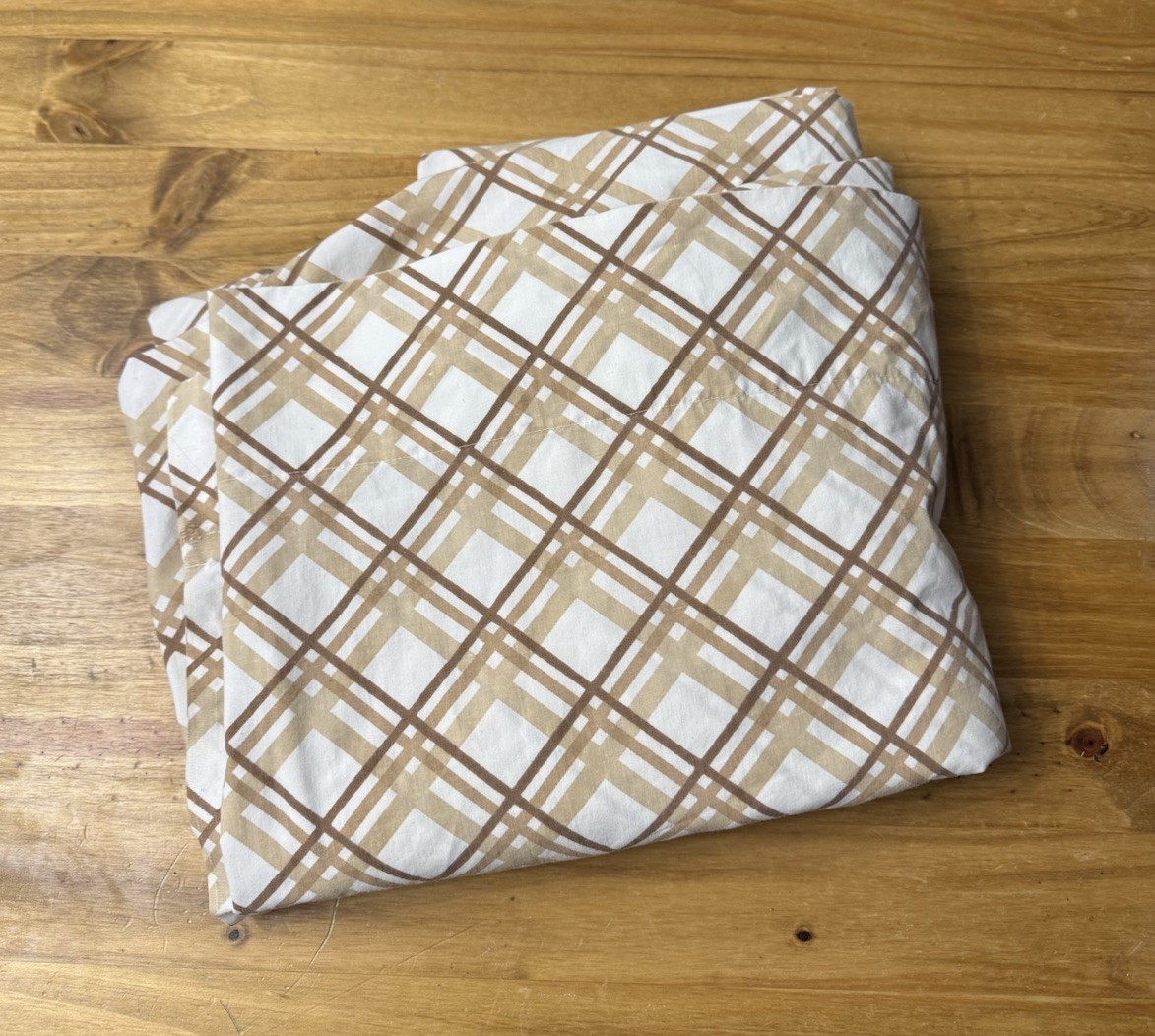 Vintage Flat Sheet Plaid 1960s Queen 