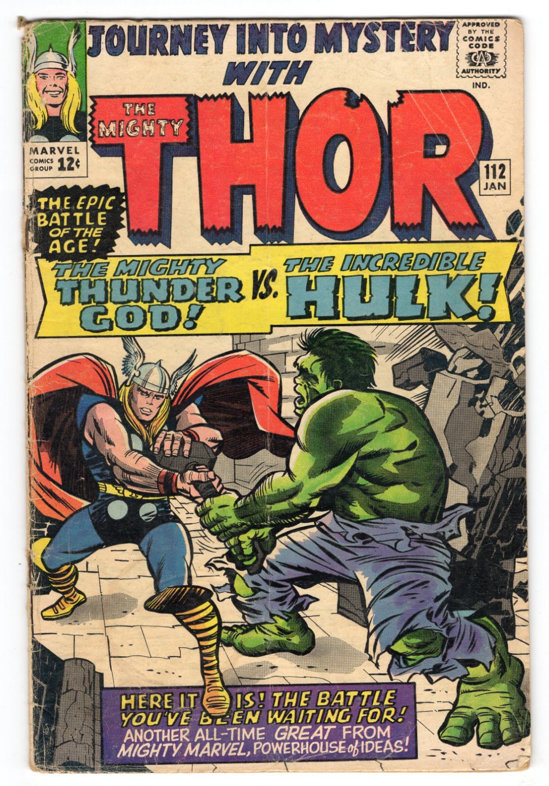 Journey Into Mystery 112 1965 Marvel Comics VG-3.5 Thor Vs Hulk Loki Origin