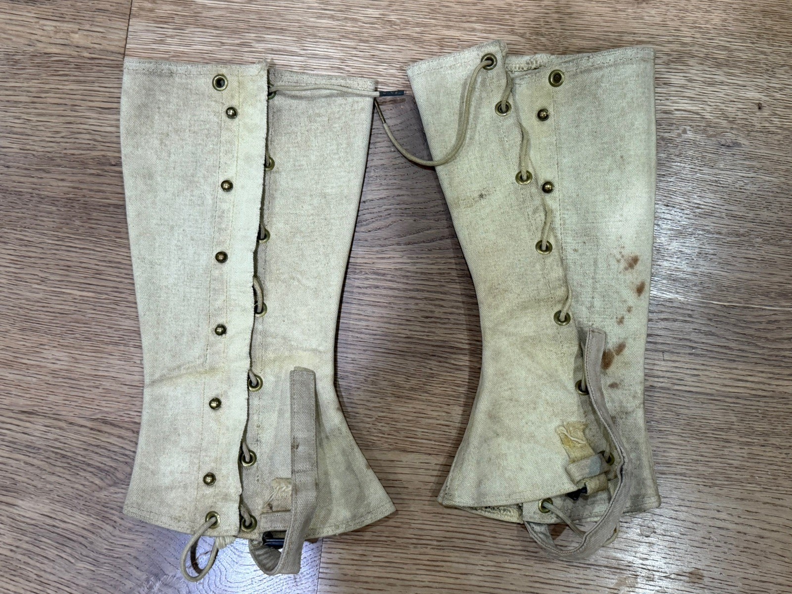 Original Pair of Worn WW2 U.S. Navy USMC Named Canvas Leggings Gaiters Nice Set
