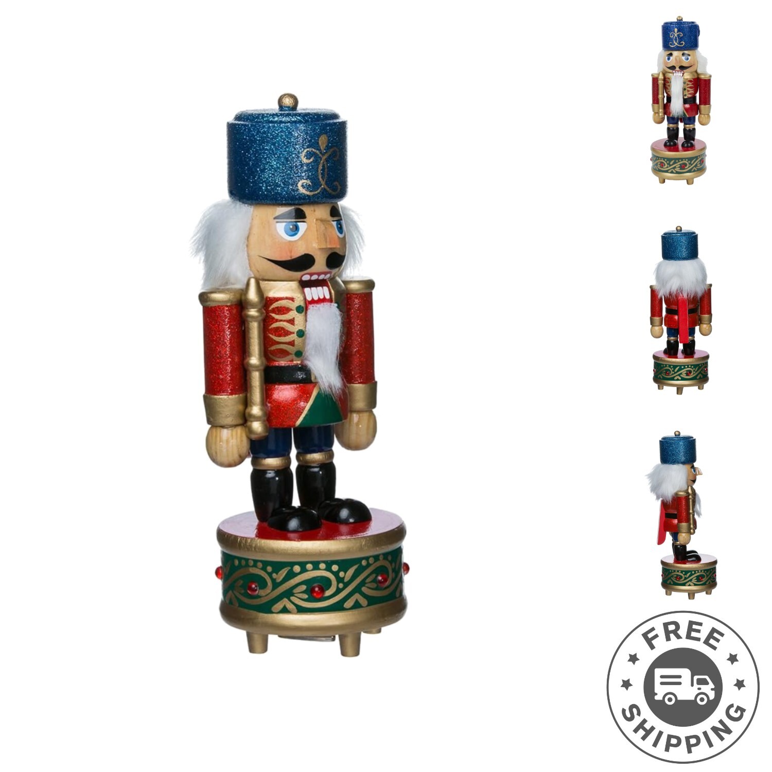 Elegant 8.5-Inch Wooden Musical Nutcracker with Matte Finish - Holiday Decor