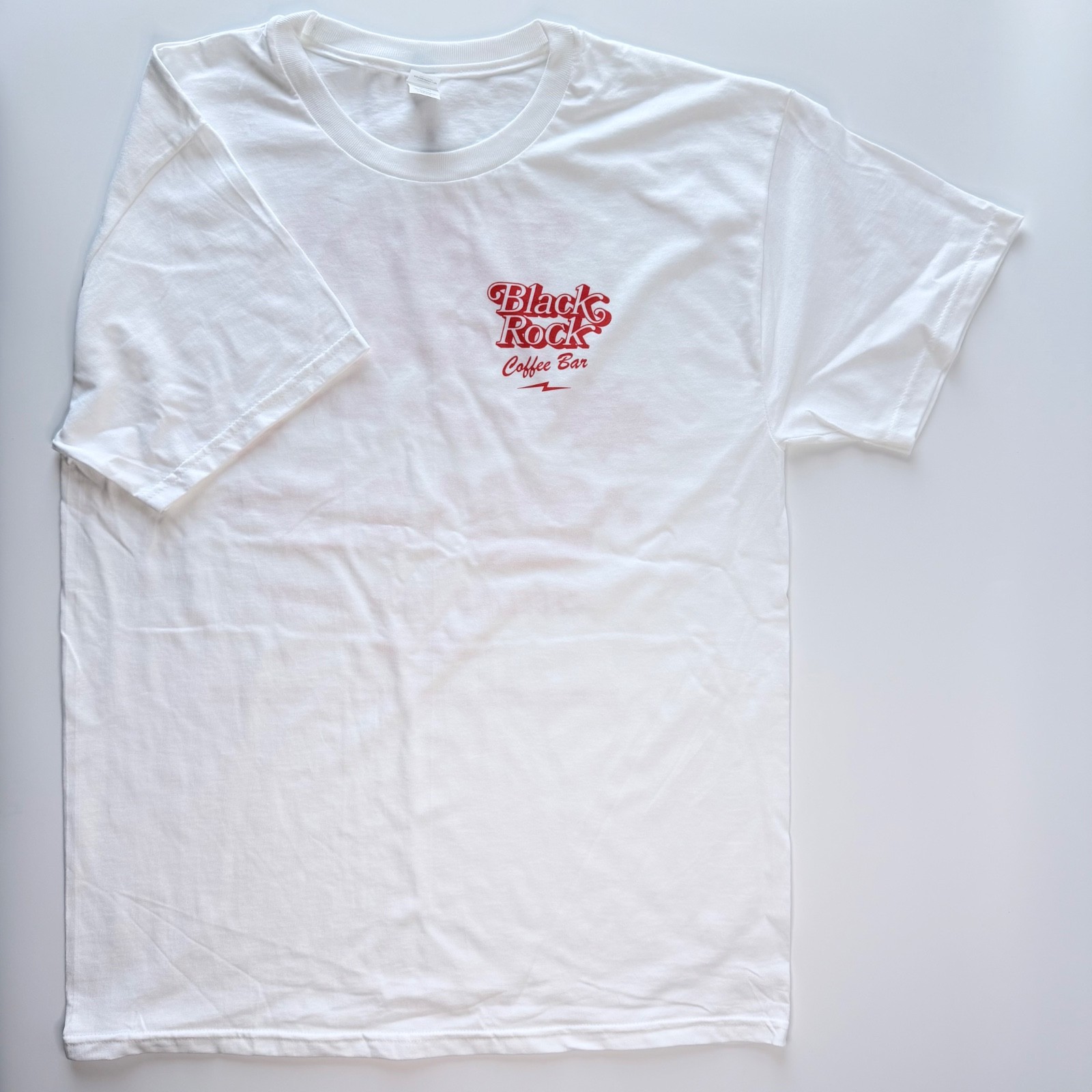 Black Rock Coffee Bar Hanes T-Shirt Size Medium 100% Cotton White Short Sleeve Black Rock Coffee Bar Hanes T-Shirt Size Medium 100% Cotton White Short Sleeve