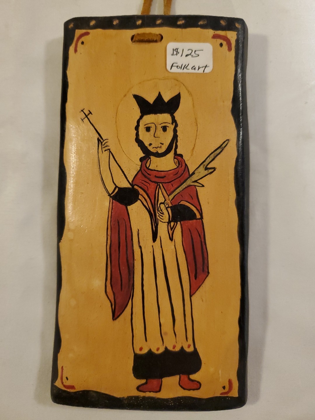 Vintage 1986 St. Saint Juan Nepolalans Folk Art Painting on Wood by TM