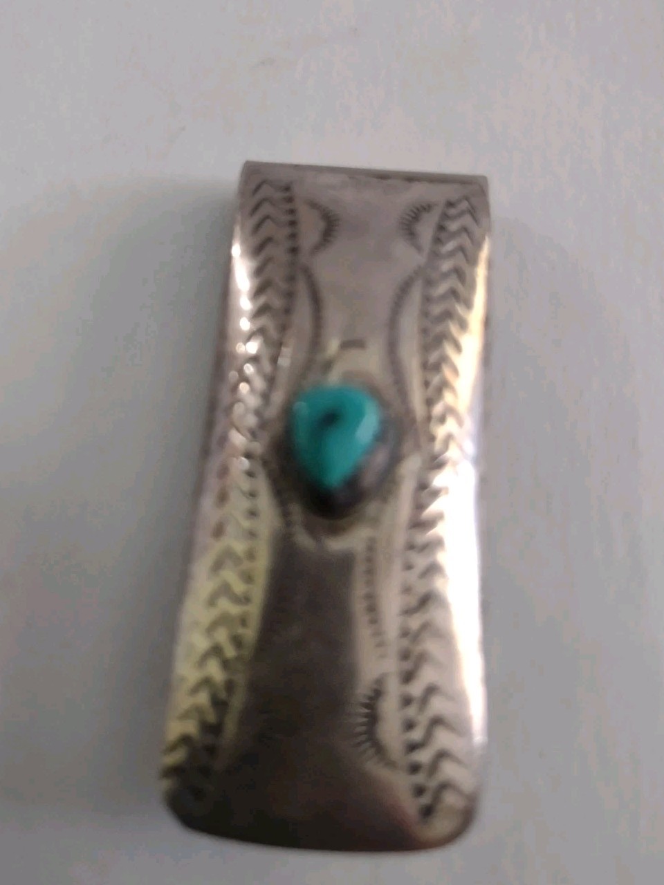 Vintage Money Clip Native American Sterling Silver Turquoise Money Clip 1
