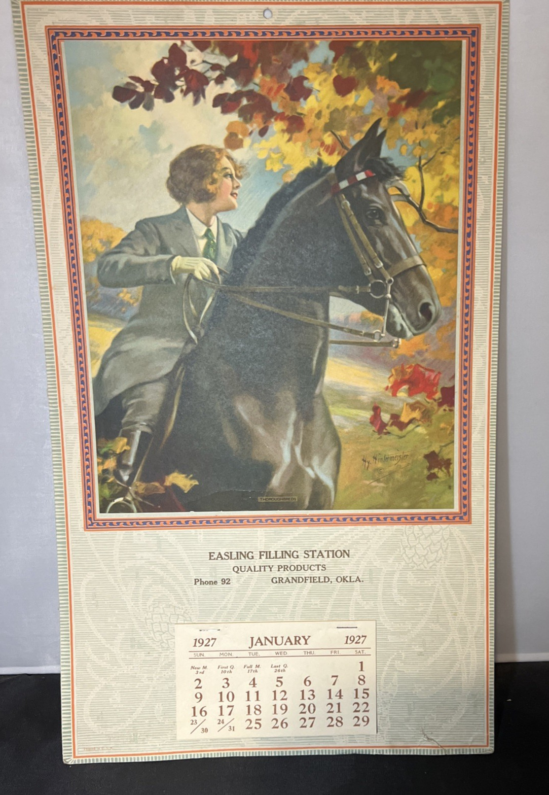 ANTIQUE 1927 Easling Filling Station Calendar