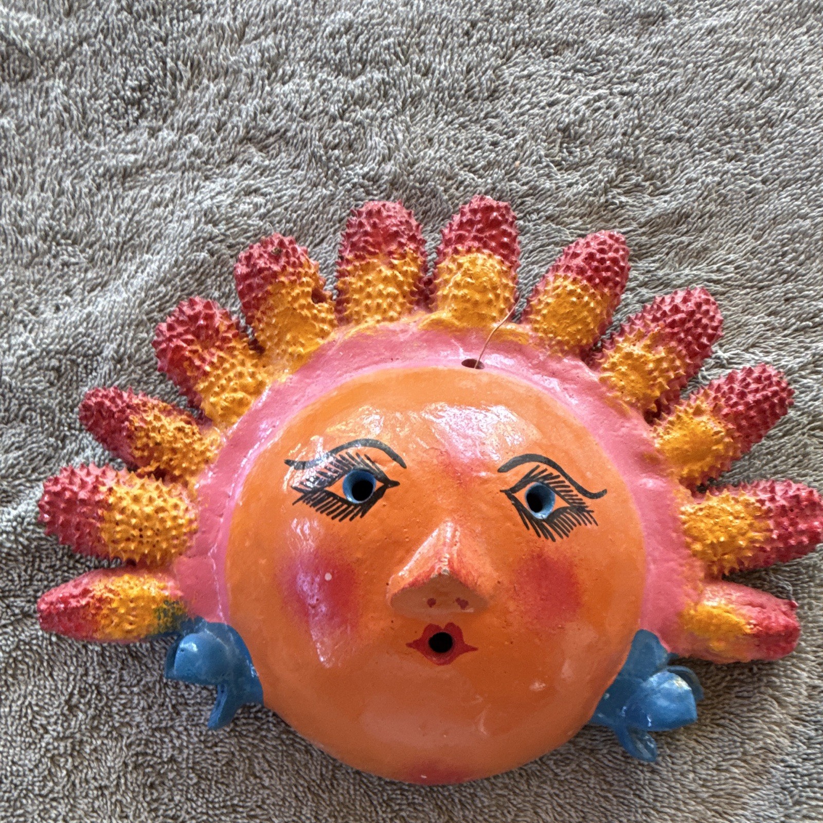Vintage Mexican Hand Painted Coconut Folk Art