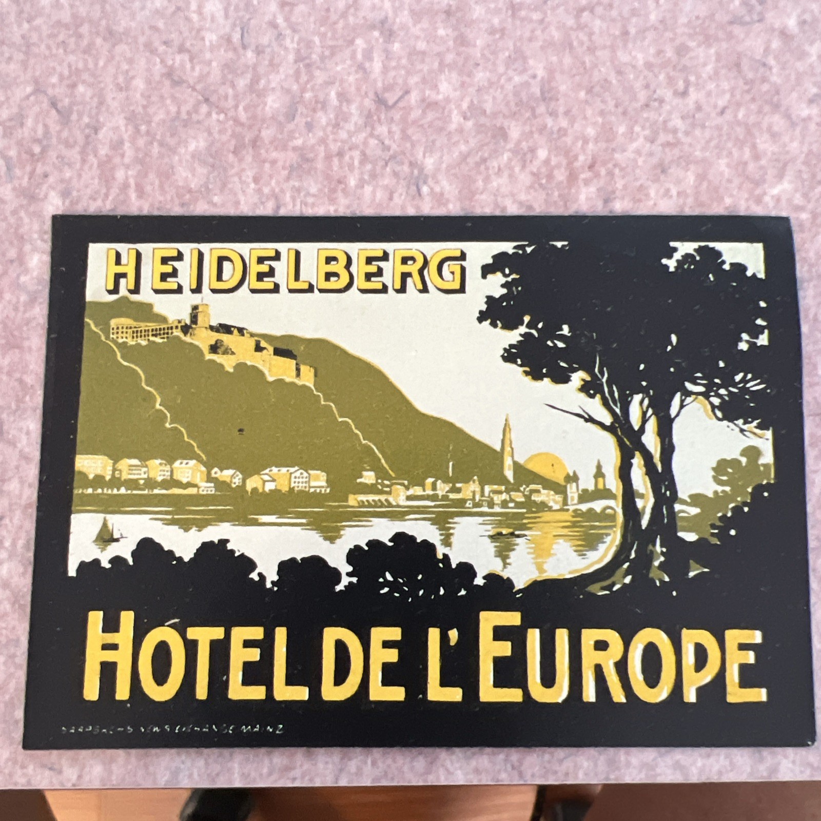 Vintage German Hotel Trunk Labels, 3.5x2” , Heidelberg, Hotel De L’Europe