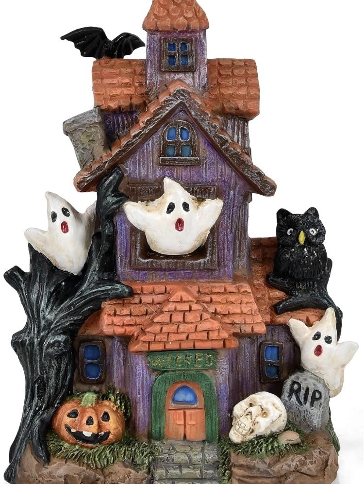 9 Inch Halloween Haunted House Figurine Resin Village Display