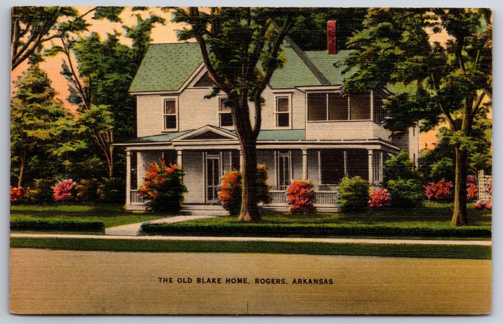 Rogers Arkansas~The Old Blake Home Bldg Exterior View~Vintage Linen Postcard