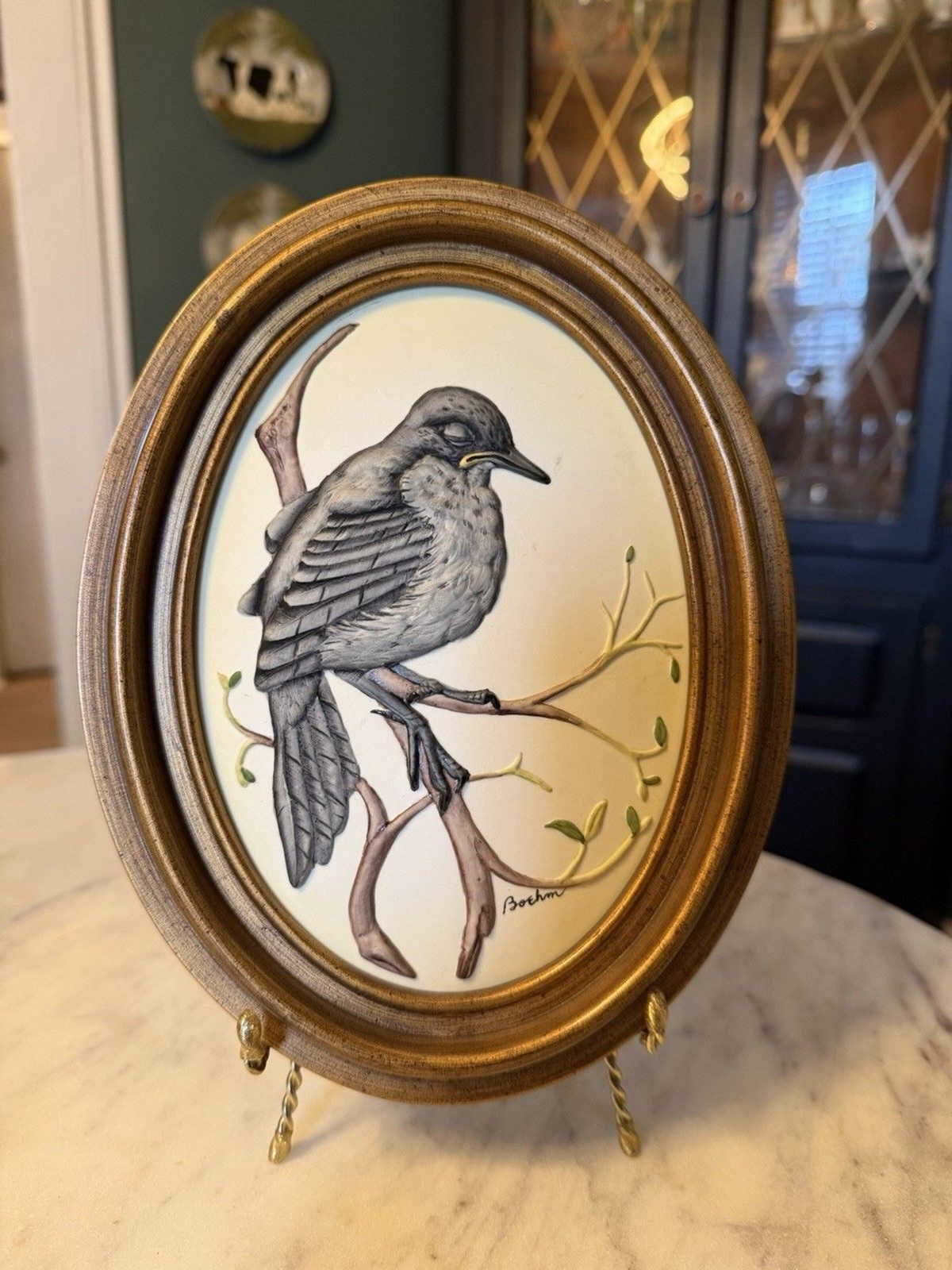 Boehm Porcelain Fledgling Wall Art Bas-Relief Oval Frame Boehm Porcelain Fledgling Wall Art Bas-Relief Oval Frame