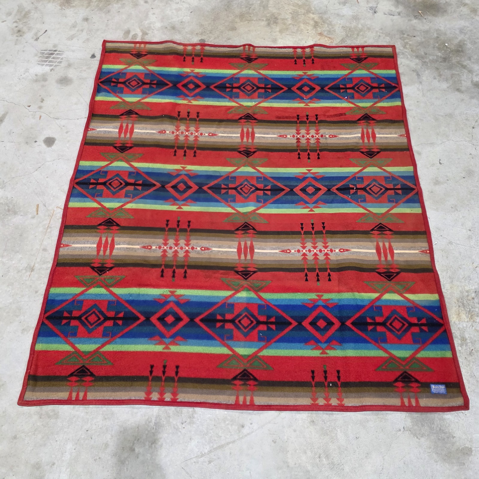 Vintage Pendleton Wool Beaver State Red Blanket Reversible 72’” X 60”