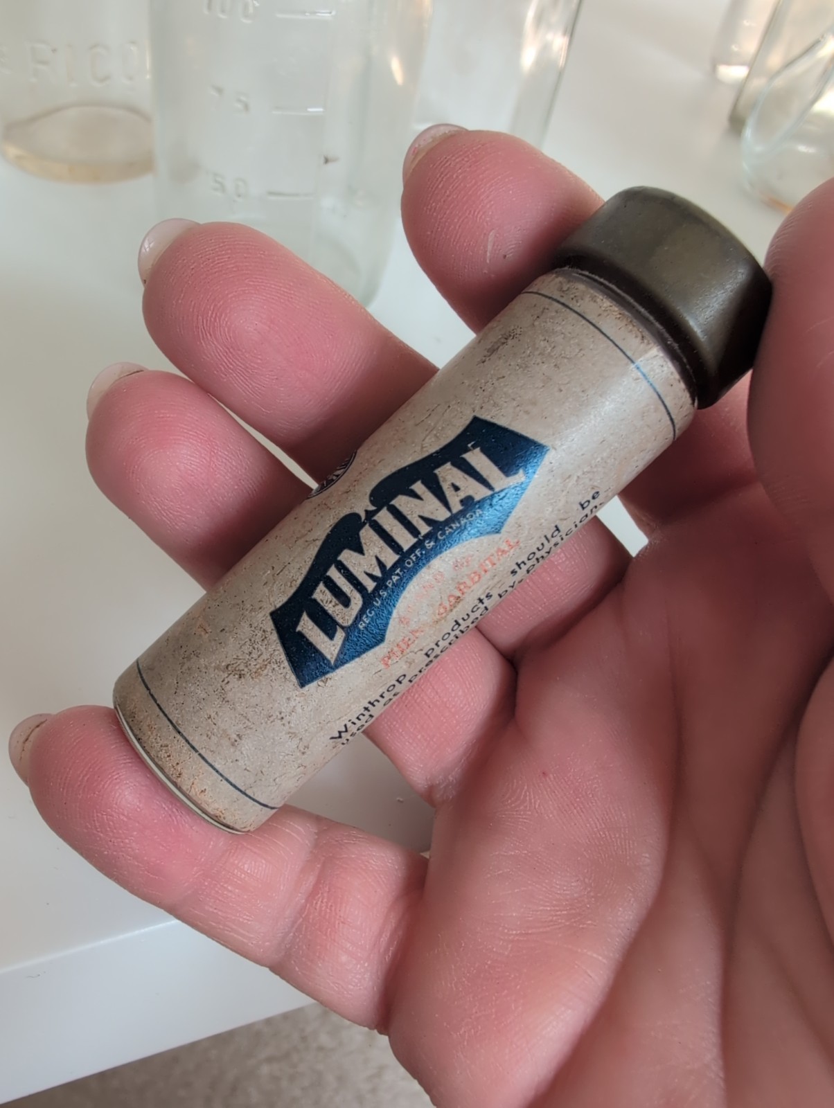Antique Drug Luminal Pill Bottle Museum Quality 