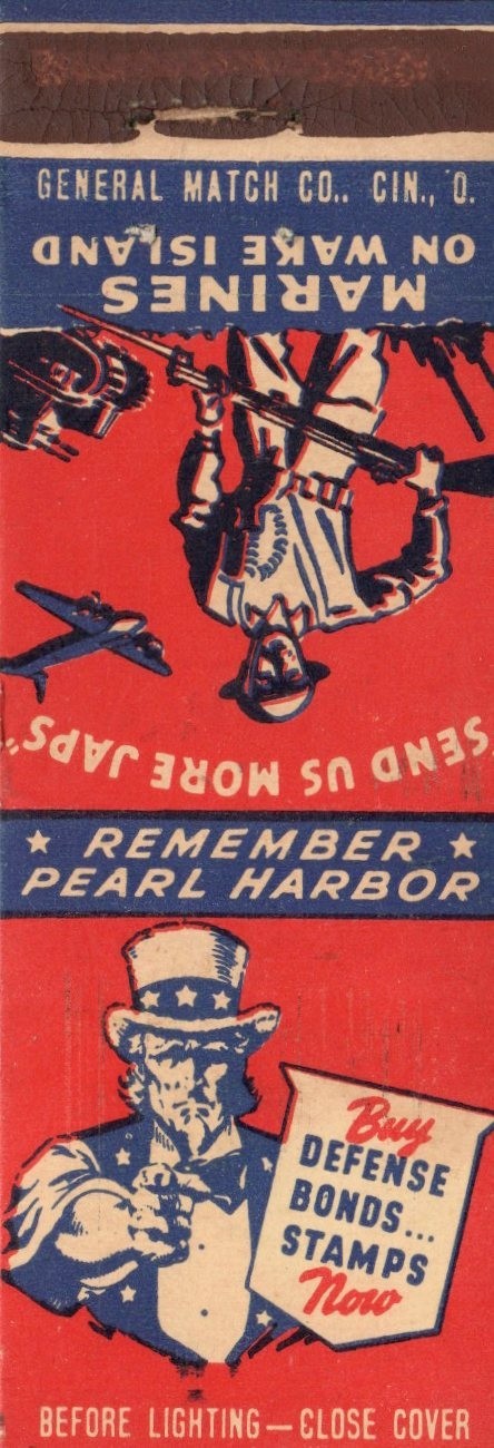 Vintage Matchcover Marines On Wake Island Remember Pearl Harbor Vintage Matchcover Marines On Wake Island Remember Pearl Harbor