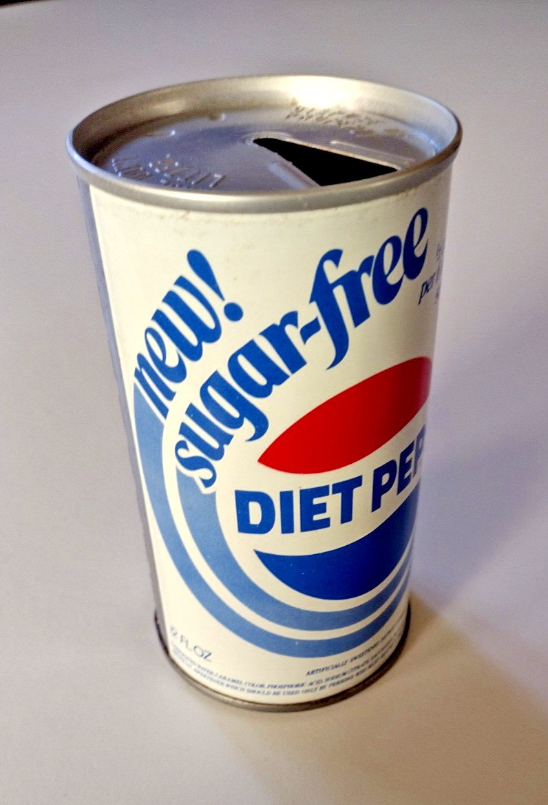 Vintage New Sugar Free Diet Pepsi-Cola Steel Can, Oskaloosa IA, Early Version