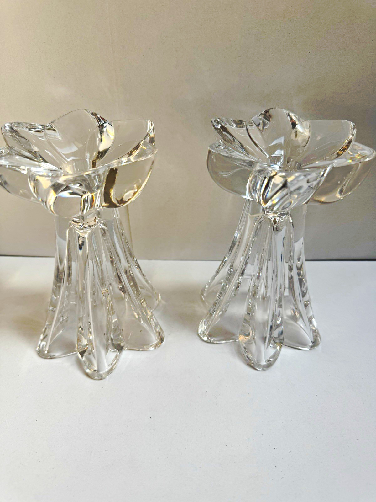 Vintage  Mikasa Full Lead Crystal Blossom 6-inch Candle Holders