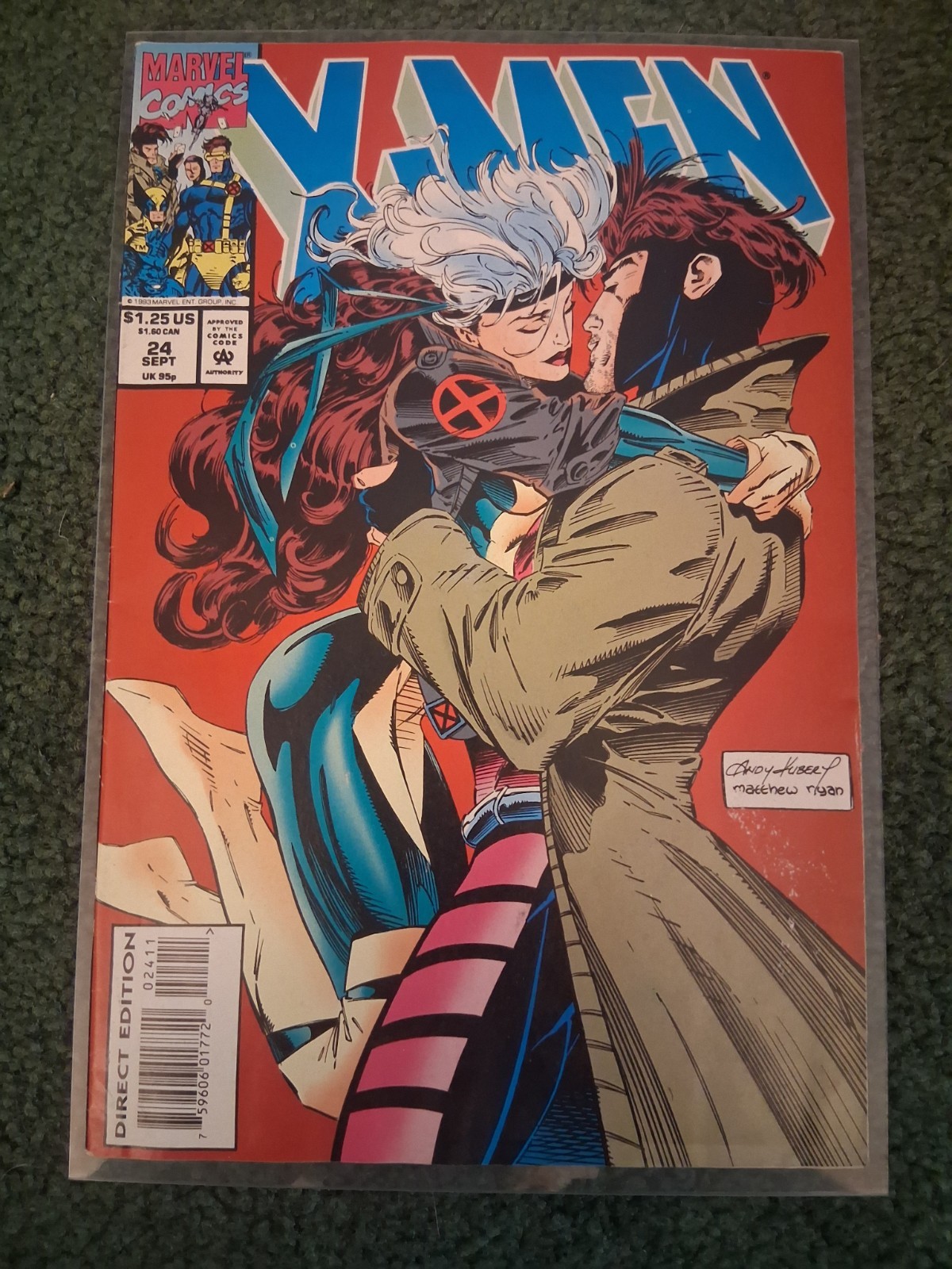 Marvel Comics X-Men #24 (1993) Direct Edition Rogue Gambit Cover Andy Kubert FN