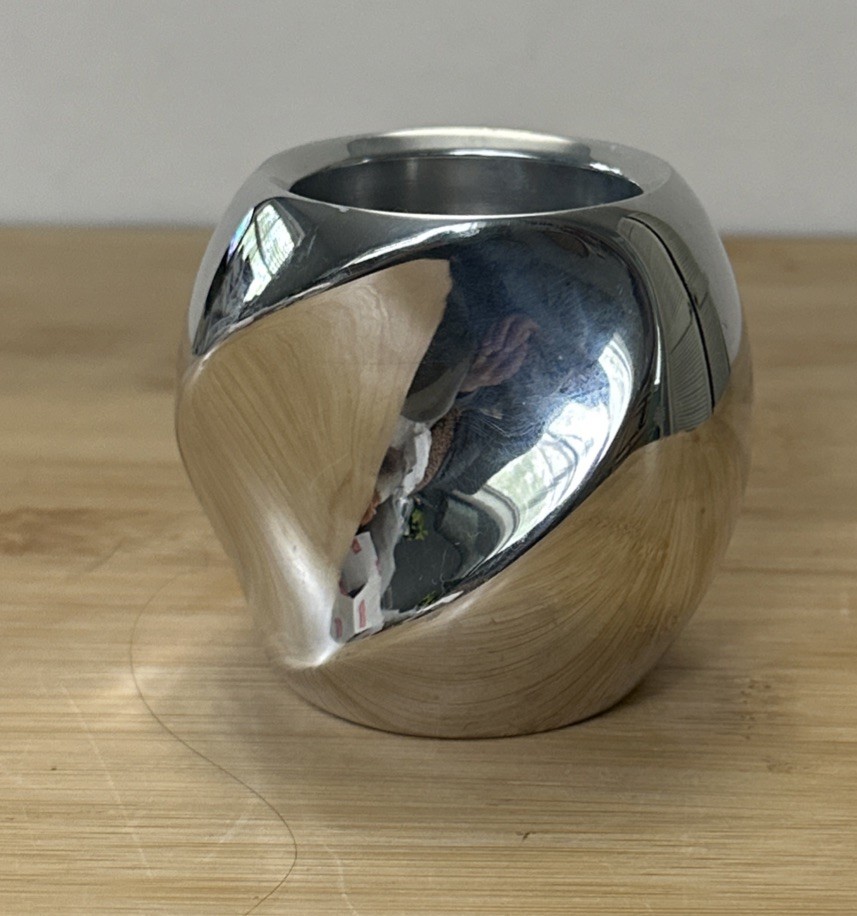 Vintage NAMBE #6240 Twist Candle Holder Designed Fred Bould 2002 Sand Cast Metal
