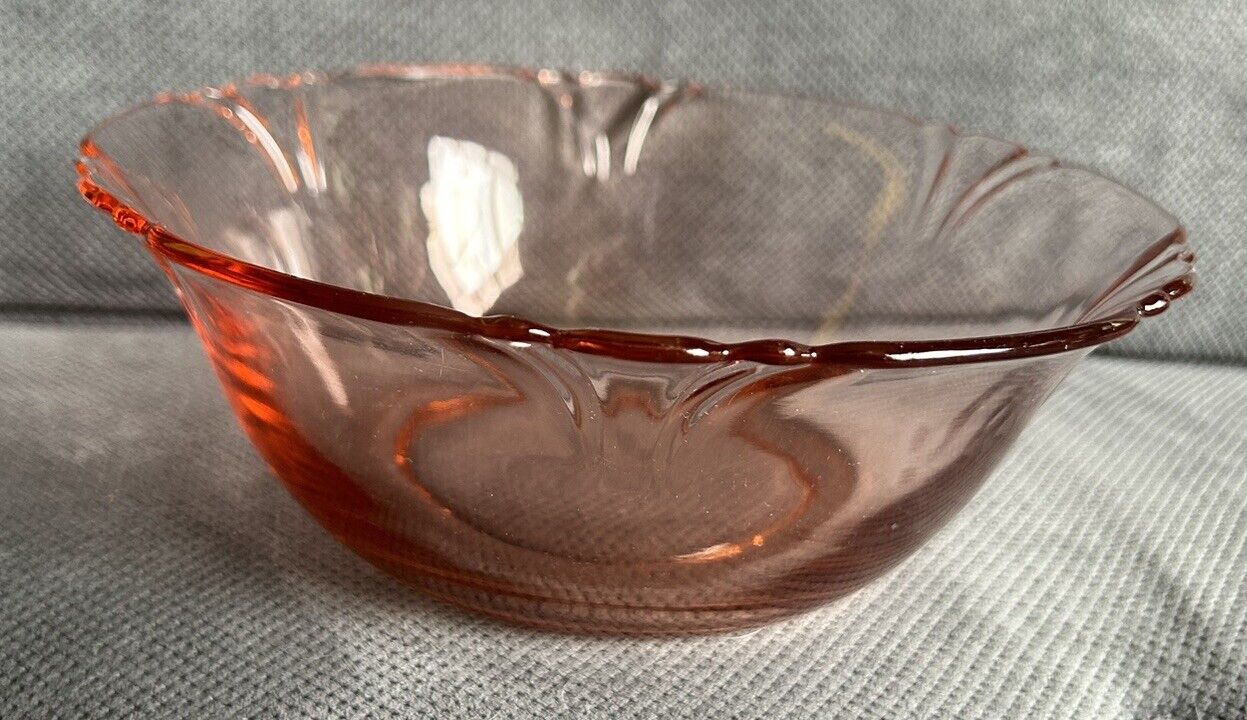 Vintage Heisey Pink Depression Glass Bowl Empress Nappy 8” Ruffled Bowl