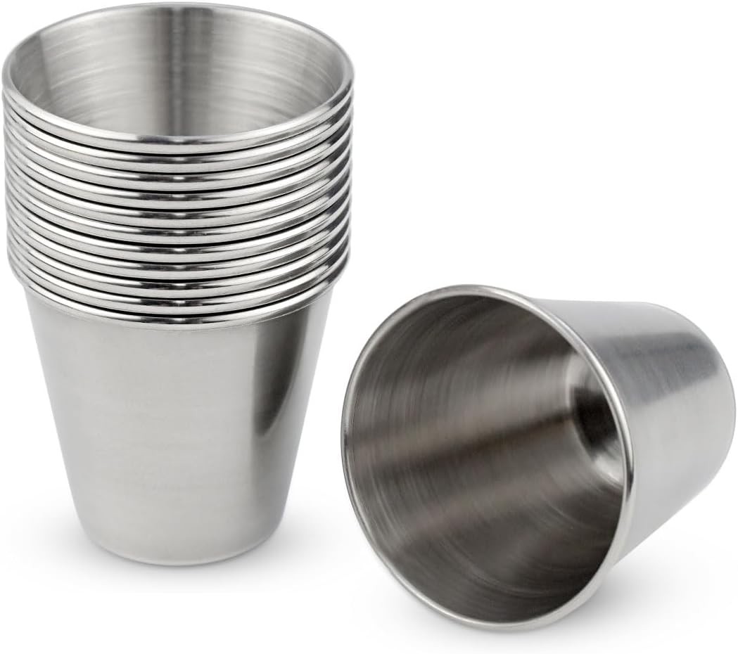 12 Pack Stainless Steel Shot Drinking Cups 1 Ounce Metal Shot Glasses Espresso