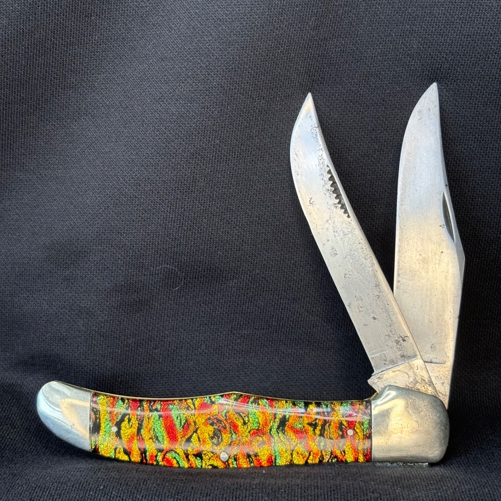 PENN CUT CO FOLDING KNIFE CHRISTMAS TREE TURRET STAMP TIDIOUTE PA 1914 VINTAGE