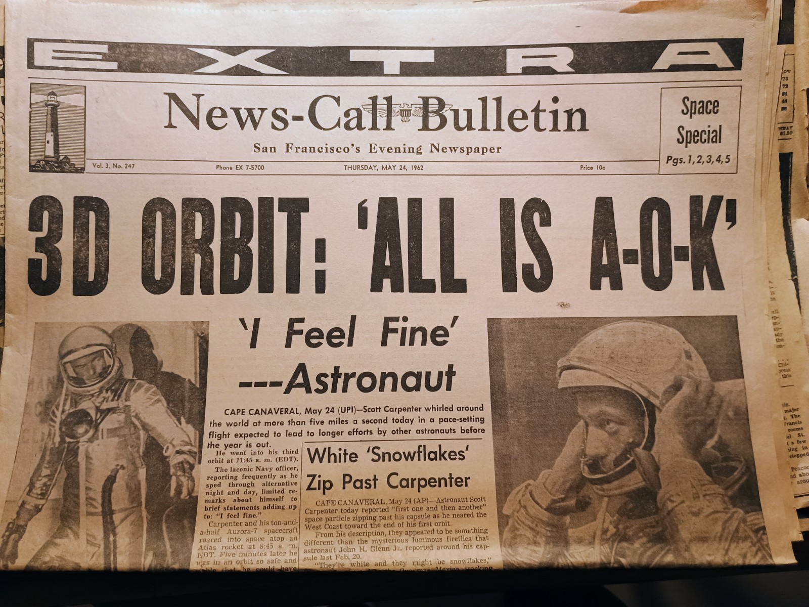 9 Original Space Race newspapers 1958-1969