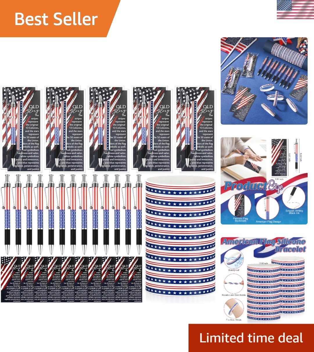 Elegant 20 Pack American Flag Themed Gifts: Pens & Wristbands for All Occasions Elegant 20 Pack American Flag Themed Gifts: Pens & Wristbands for All Occasions